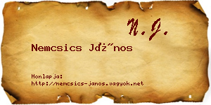 Nemcsics János névjegykártya